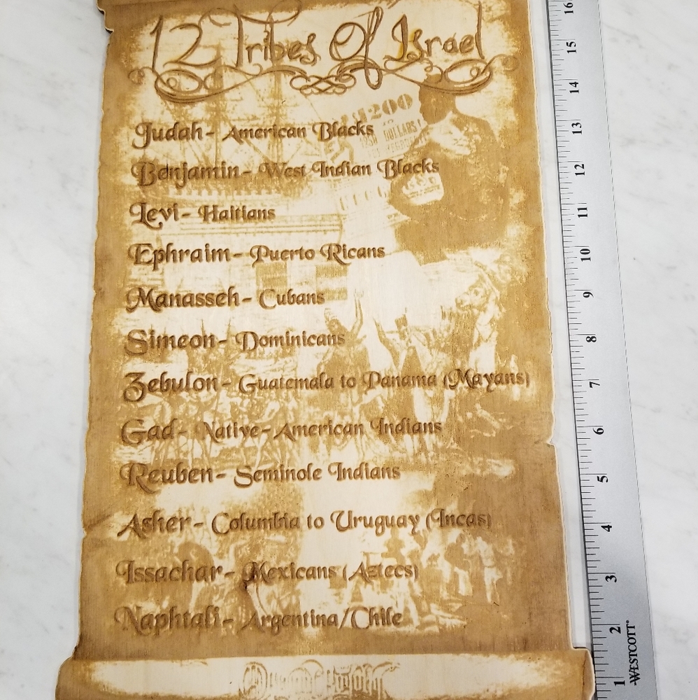 Wooden Engraved 12 Tribes of Israel Chart